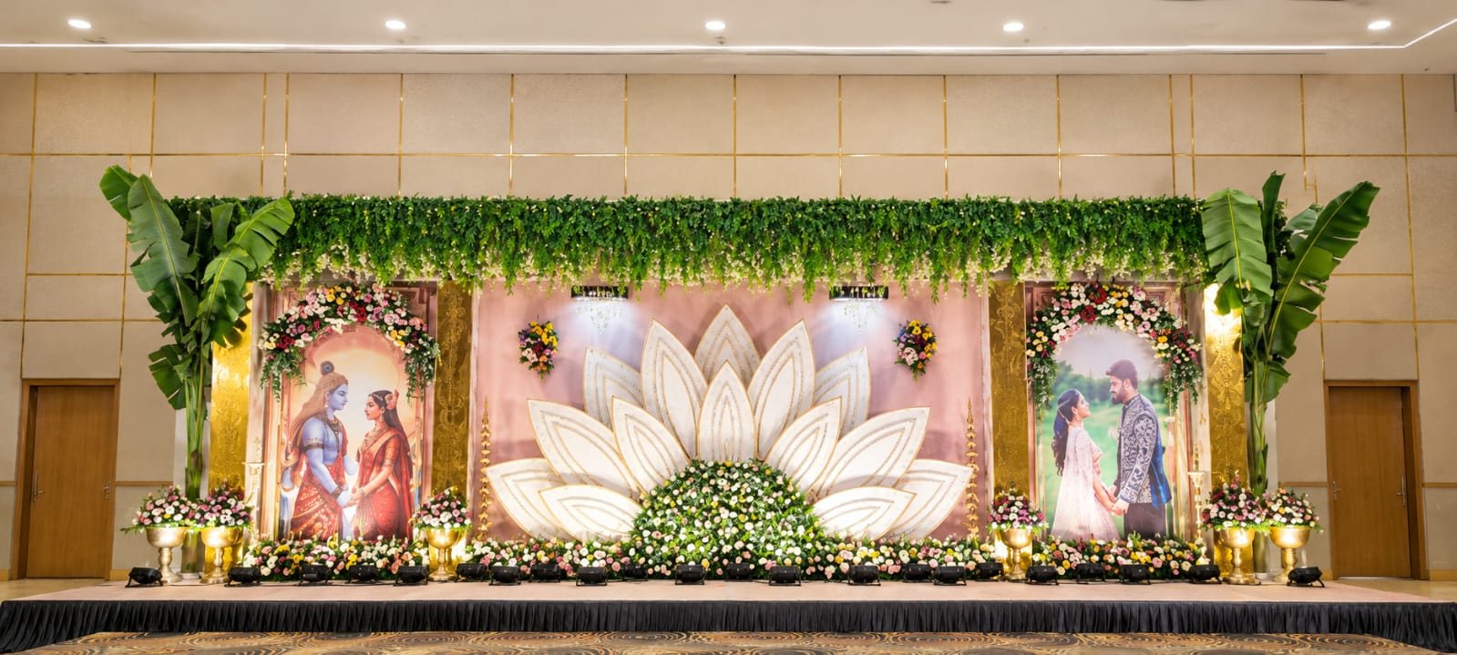 Lotus centrepiece stage with greenery